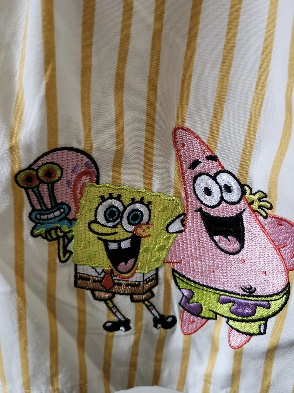 Nickelodeon White and Yellow Striped Women Shorts with SpongeBob & Patrick